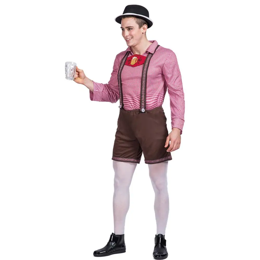 Мужской костюм Октоберфест для взрослых Lederhosen пивного фестиваля мужчин