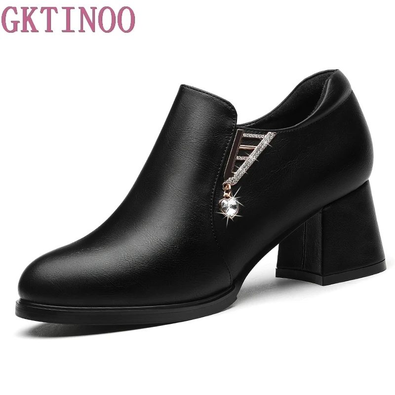 black platform pumps thick heel