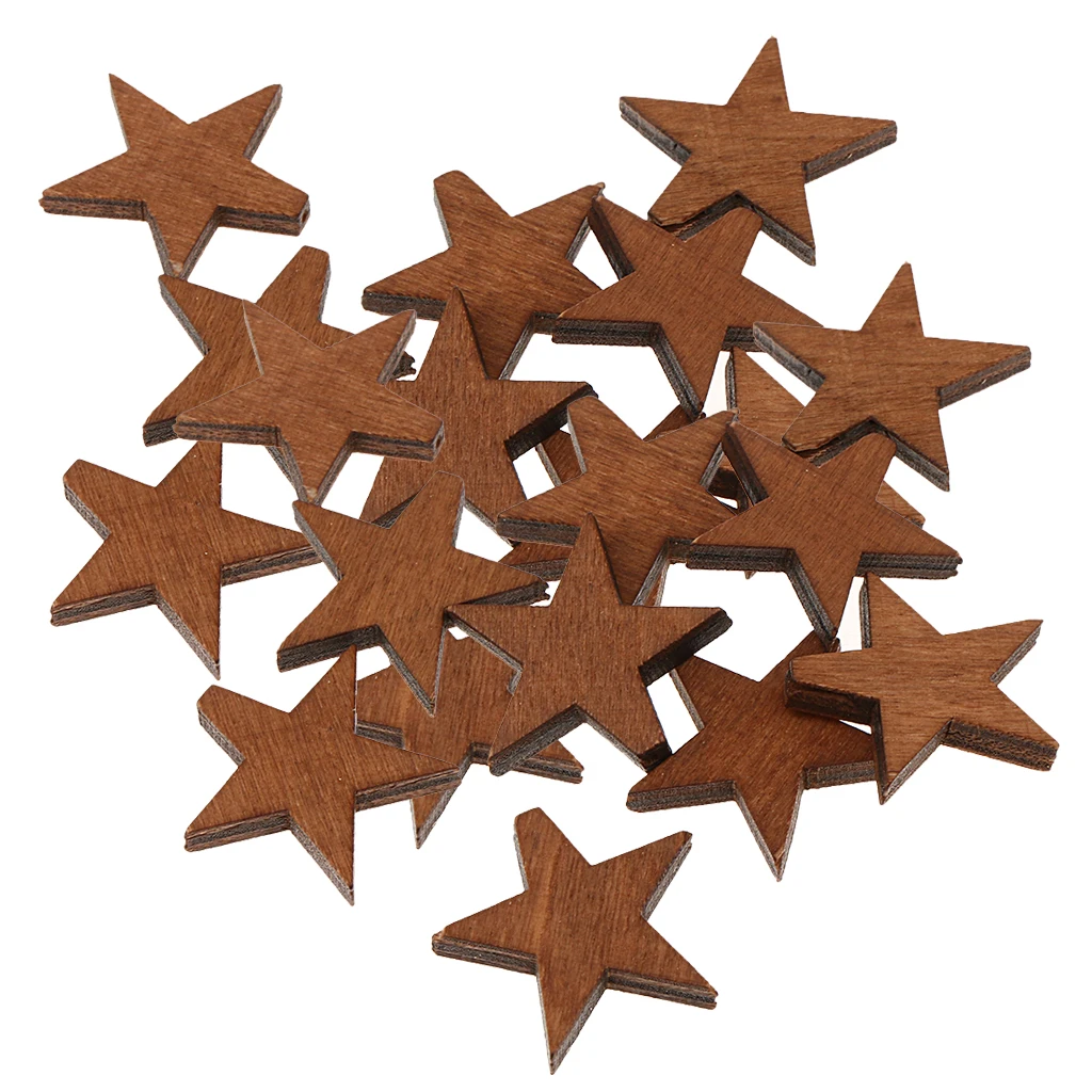 MagiDeal 20pcs Wooden Star Mini Loose Beads DIY Art Crafting Findings Jewelry Accessories