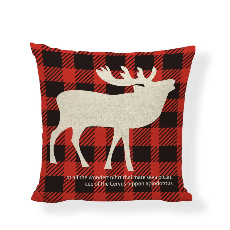 Moose Чехол на подушку Merry Christmas Buffalo Плед черные птицы 45*45 см Усы олень Кемпинг