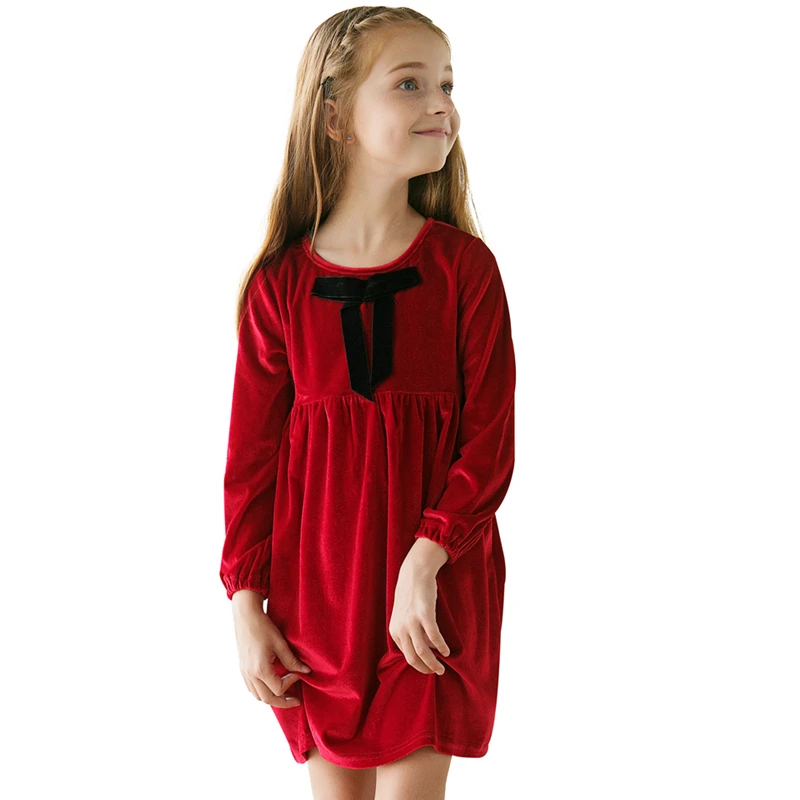 LILIGIRL Autumn And Winter Girls Dress Kids Dresses Baby Girl Clothes New 201 Toddler Brand Red