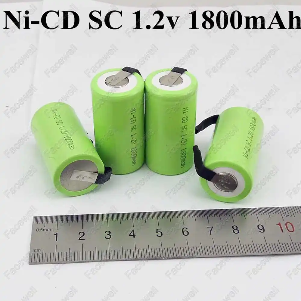 12pcs brand 1 2v 1800mah sc 1 2v nicd battery 1800mah ni cd sub c