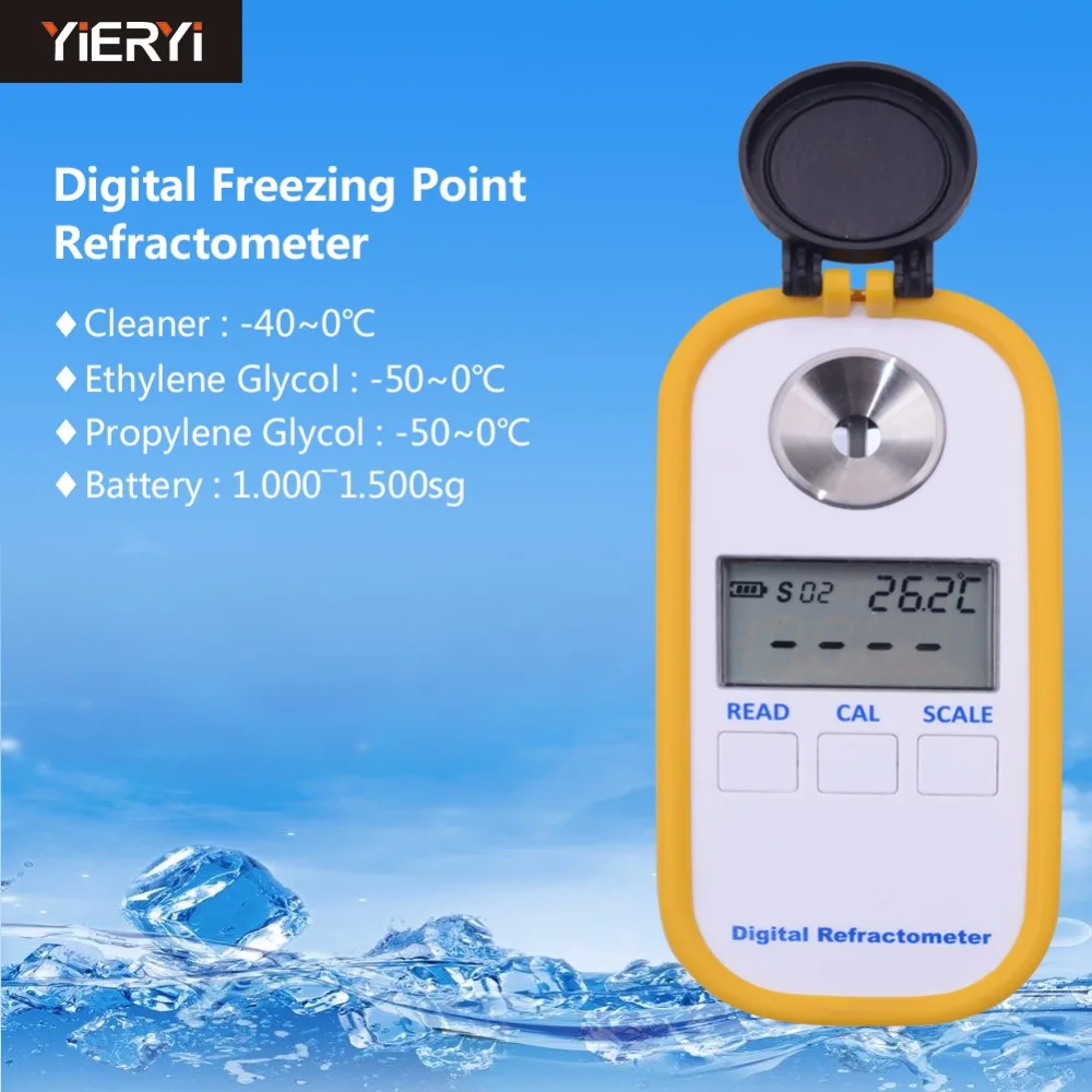 

-40~0C Freezing Point Refractometer Engine Fluid Glycol Antifreeze Freezing Point Car Battery Refractometer ATC Hand Tester