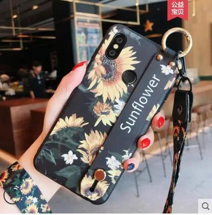 Чехол для Xiaomi mi 8 lite силиконовый чехол в китайском стиле с ремешком на запястье