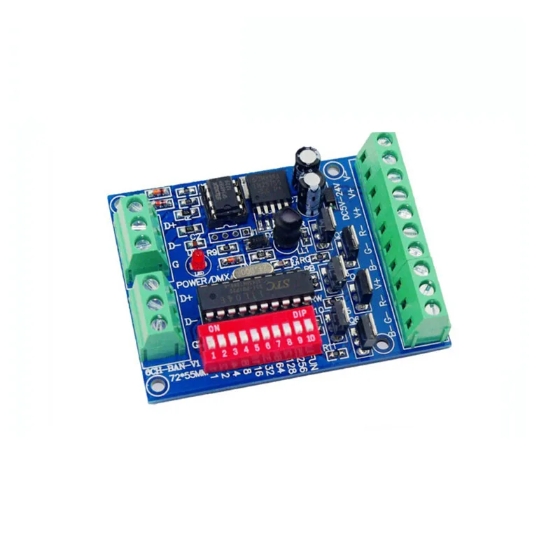 

1X Best quality 2 groups RGB DMX512 decoder DC5-24V input 6channel easy DMX LED controller 4A each color output free shipping