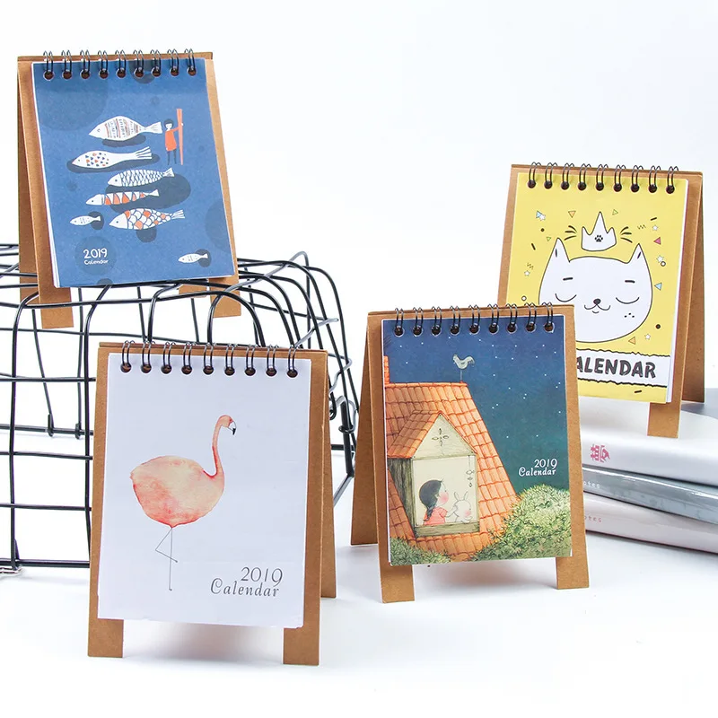 

Cute 2019 Calendar Desk DIY Animals Mini Desktop Paper Calendars Dual Daily Scheduler Table School Office Stationery Supplies