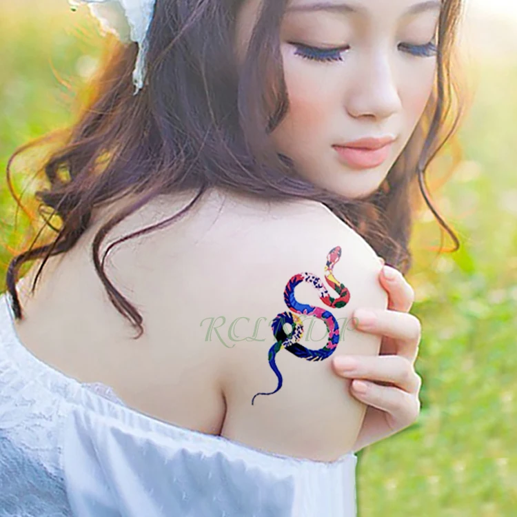 Водостойкие временные тату наклейки змея поддельные тату флэш-тату боди-арт рука назад ноги рука для девушек женщин мужчин