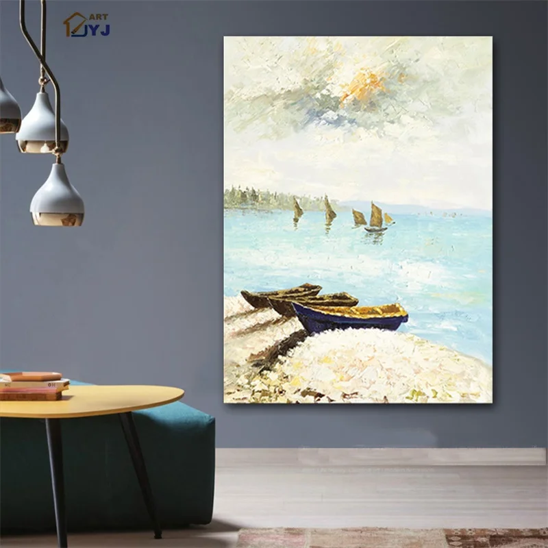 JYJ ART Sailing Pic Modern Abstract Hand-painted Canvas Oil Painting Wall Art Decoration Gift for Living Room No Frame SL080 | Дом и сад