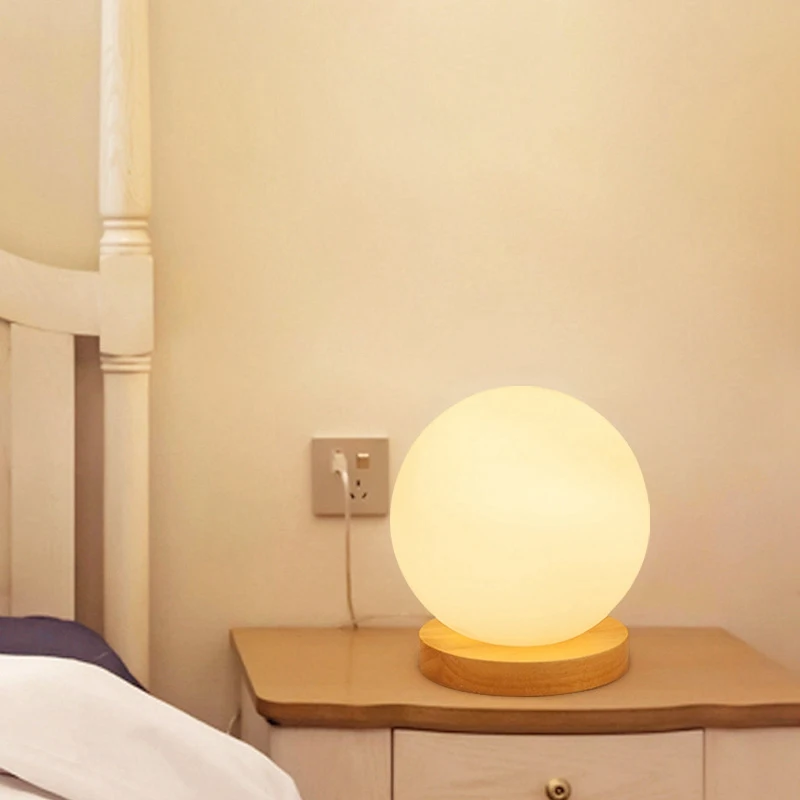 Modern Simplicity Style Wooden Table Lamp Living Room Bedroom Beside Reading Night Light   Retro Polyhedron Indoor Desk Light (3)
