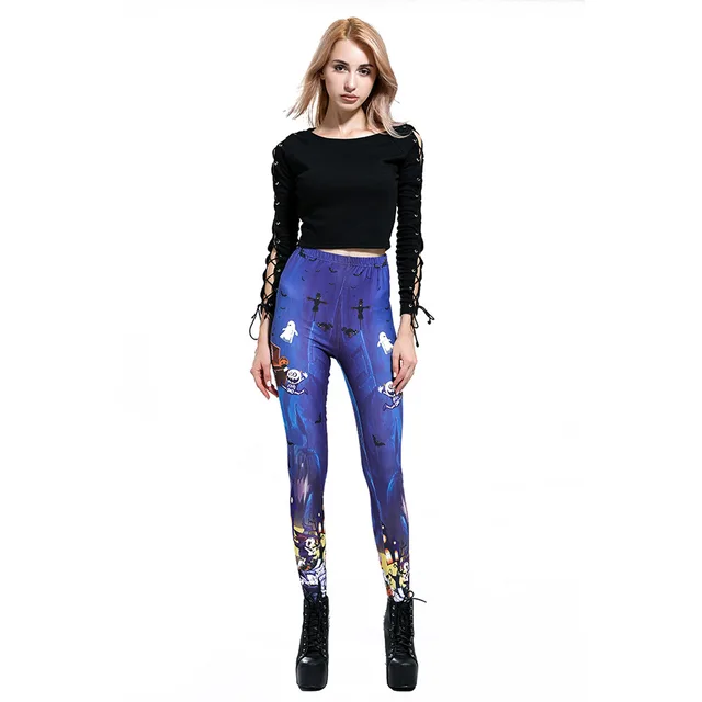 Fashion Women Galaxy Leggings Halloween Party Ghost Printed Style