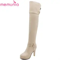 MEMUNIA/Коллекция 2019 года, большие размеры 34-48, ботфорты выше колена, Женская пикантная обувь на высоком каблуке-шпильке, осенне-зимние сапоги