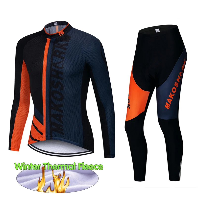 Winter Thermal Fleece Cycling Jersey Set Ropa Ciclismo MTB Long Sleeve Bike Wear Cycling Wear Bike Clothing Suit 9D Gel Pad