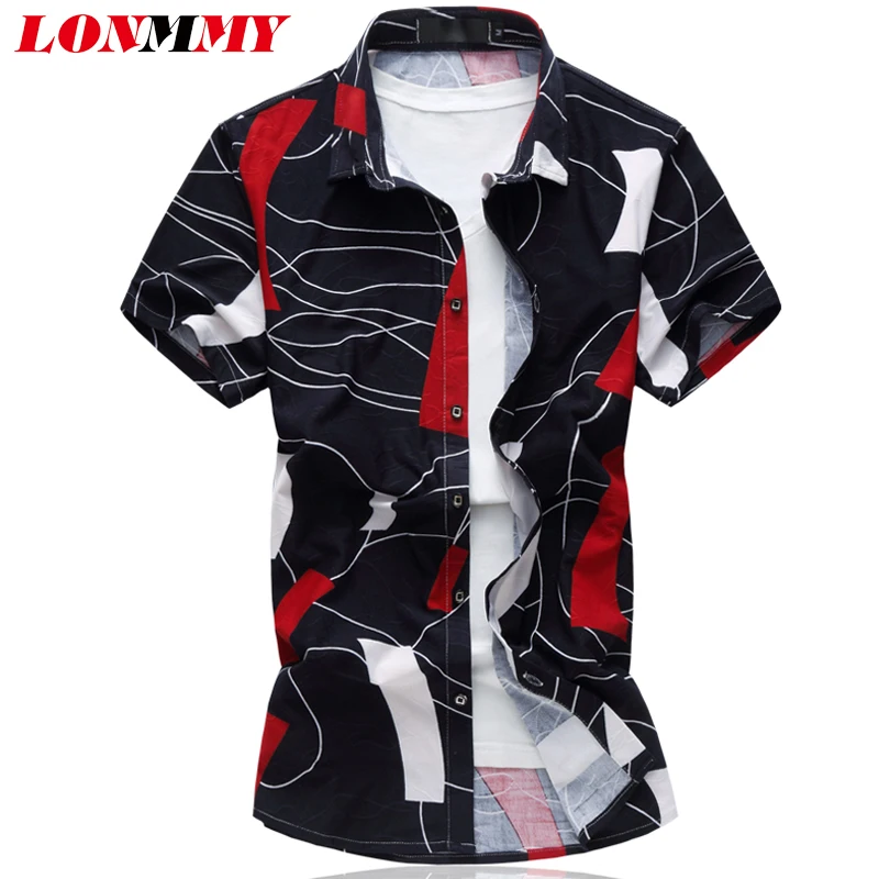 LONMMY plus size6XL, летняя мужская рубашка, платье, camisa social masculina, брендовая одежда, мужские рубашки, облегающие Блузы с коротким рукавом