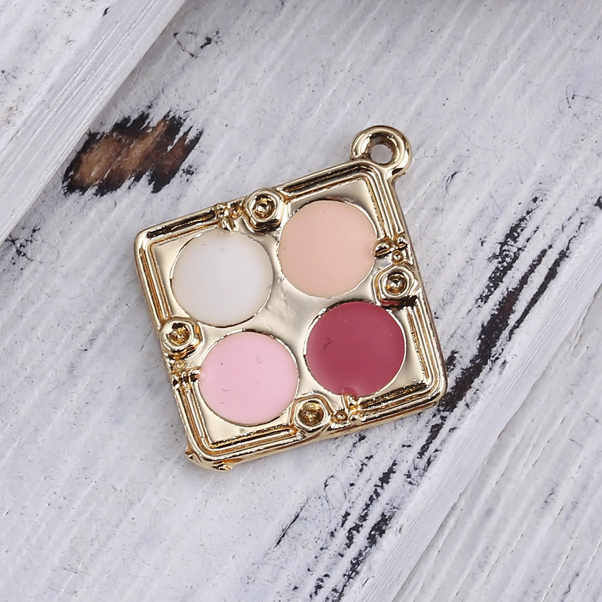 

New Zinc Alloy Makeup Charms Pendant Rhombus Gold color Multicolor Blusher (Can Hold ss5 Pointed Back Rhinestone) Enamel, 10 PCs
