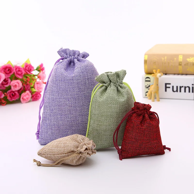 

Jewelry Bags Jute Drawstring Bag Bead Packaging Bags Gift Pouches