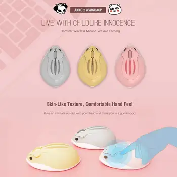 

AKKO Hamster Shape 2.4GHz 4000DPI Wireless Mouse for Compurter Cute Gaming Mouse Work Mice For laptop-Macbook