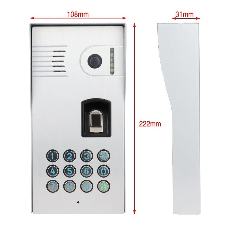 JERUAN проводной 7 дюймов видео дверь домофон Системы запись монитор + отпечатков пальцев код клавиатуры 800TVL RFID Доступа Камера
