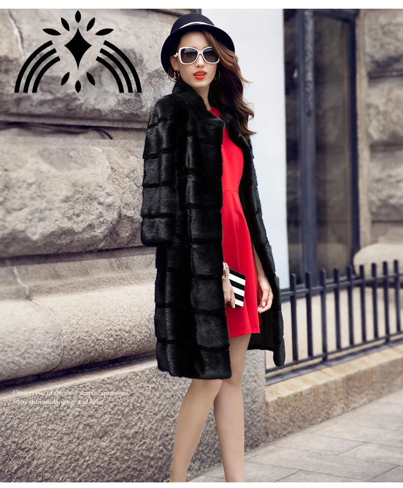 

Real genuine natural rabbit fur coat women fashion three quarter sleeve fur jacket outwear custom any size