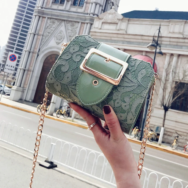

Women's Designer Handbag 2018 Fashion New Handbag High quality PU Leather Hand holding Mini bag Elegant Lace Chain Shoulder bags