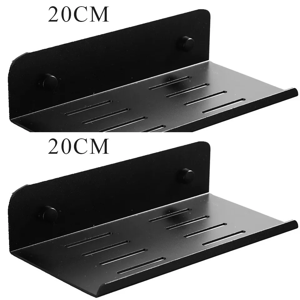 Black 20CM two piece Лак для ногтей, алюминий, черный, серебристый, полки для ванной комнаты на кухню стену полку, душ, твердая стойка, аксессуары для ванной комнаты, 20-60 см, длина C - Цвет: Black 20CM two piece