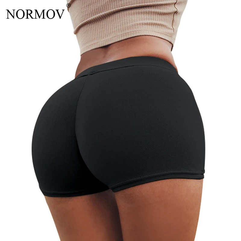 NORMOV сексуальные пуш-ап шорты женские летние средней талии короткие Feminino однотонные черные повседневные Фитнес-одежда мини узкие шорты