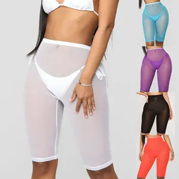 

Fashion Black Fitness Workout Jogging Shorts Summer Beach Hot Sale Mesh Shorts Sexy Transparent See Through Zipper Shorts