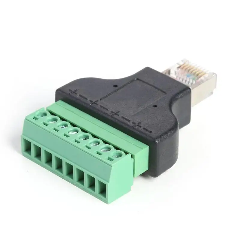 RJ45 штекерным Винтовые клеммы 8-контактный разъем Ethernet Кабель-адаптер для CCTV