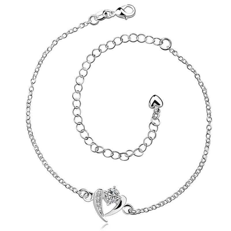 Hot silver anklet with zircon top quality simple wild style classic charm jewelry for women