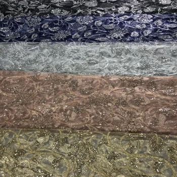 

15yards/lot navy blue shiny lace fabric powder glitterring flowers embroidered tulle dettelle lace korean net