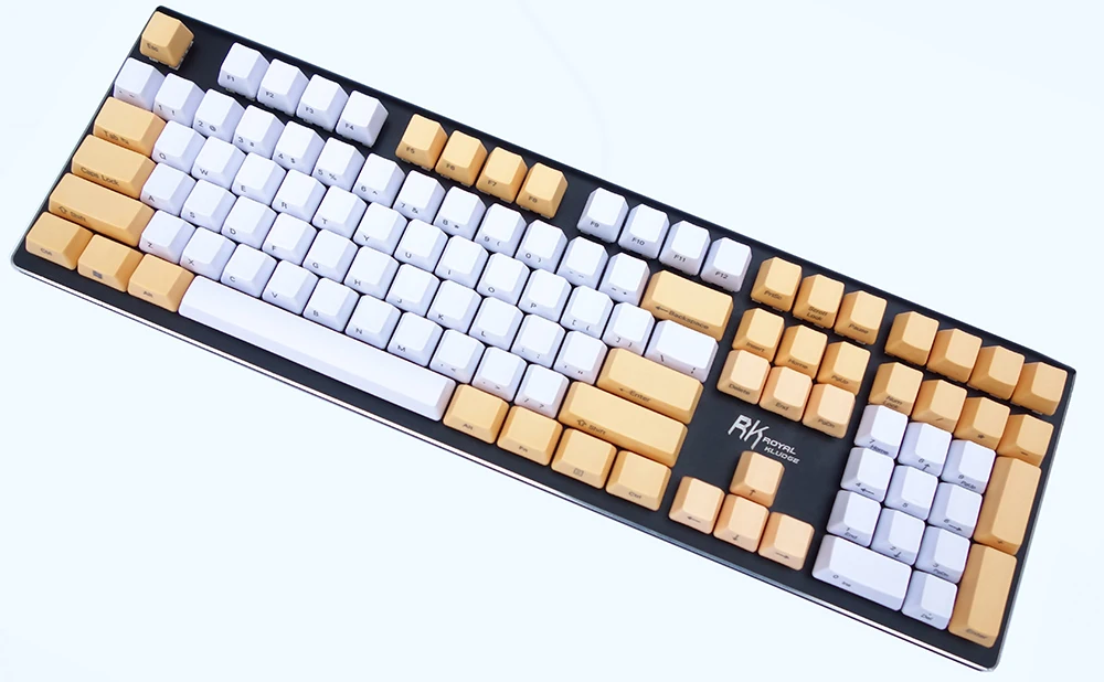 Колпачки для ключей NPKC OEM PBT бело оранжевые смешанные с раскладкой ANSI 108 клавиш