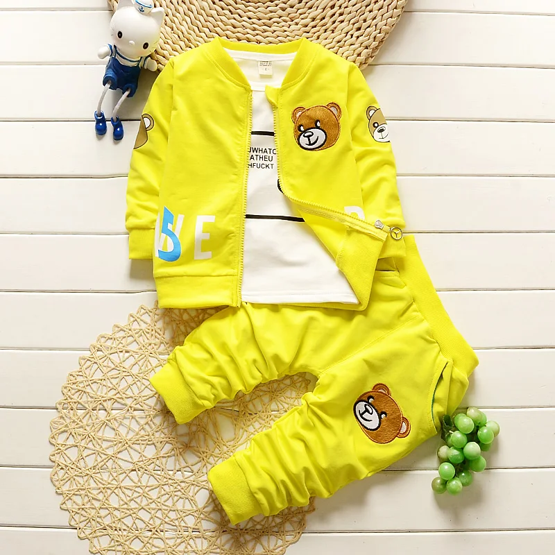 BibiCola/комплекты одежды для маленьких мальчиков, комплект одежды для новорожденного мальчика, кофта+ футболка с брюками одежда с изображением мишки зимний комбинезон для младенцев, милый комплект одежды для мальчиков