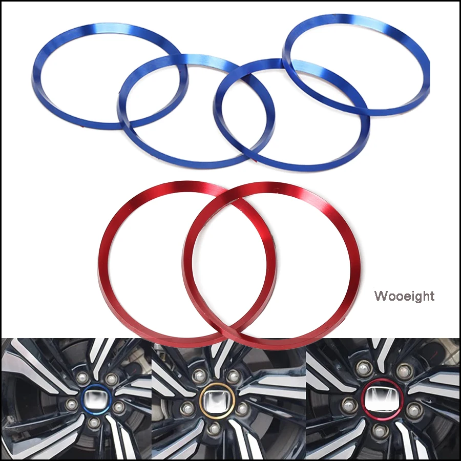 4Pcs Aluminum Alloy Wheel Center Hub Ring Decorative Decals Cover Trim Fit For Honda Civic 2016 2017 Red  Blue  Gold (8)