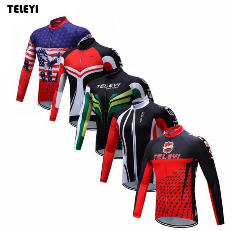 TELEYI Pro Team Riding Bike Ropa Ciclismo Mens Cycling Long Sleeve