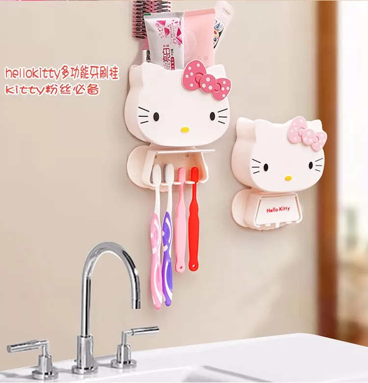 1 шт. анимированный держатель зубной щетки крючки hello kitty коробка для хранения клей аксессуары для ванной комнаты паста органайзер для зубной щетки контейнер