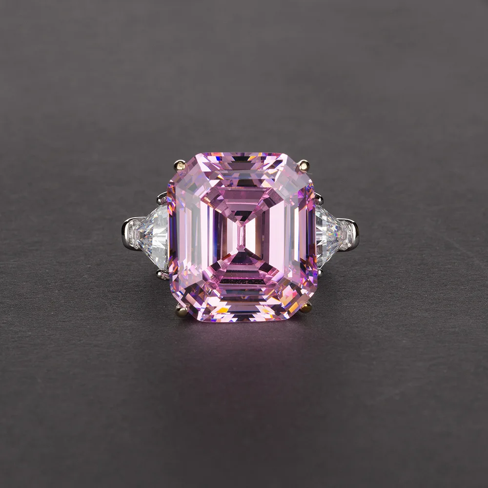 Onerain Clássico Prata Esterlina 14*16mm Moissanite Casamento Noivado Cocktail Casal Anel Jóias Tamanho 5-12 100% 925 3 Cheap Anéis