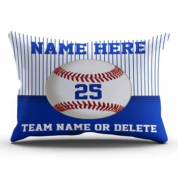 

Home Decoration Design Pillow Case Blue Red and White Baseball Personalized Name Number Team Throw Pillowcase Custom Cushion Co