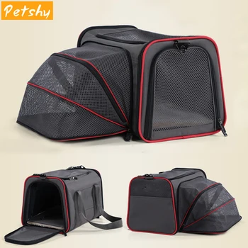 

Petshy Folding Pet Cat Dog Carrier Expandable Puppy Small Dogs Cats Car Seat Cage Safe Carry Seat Bag Pet Shoulder Bag Carriers