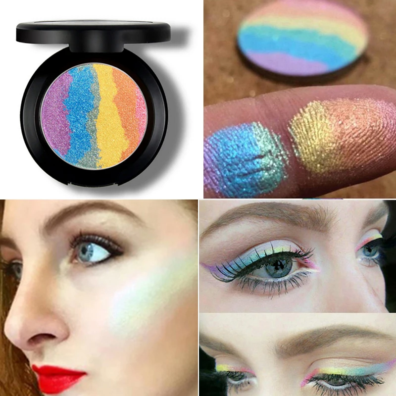 Rainbow Highlighter Makeup Blush Glitter Eyeshadow Palette Shimmer and Shine Face Blusher Eye