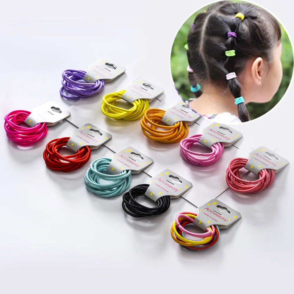 10PcsLot 3CM Cute Girl Ponytail Hair Holder Hair Accessories Thin Elastic Rubber Band For Kids Colorful Scrunchies Hair Ties (1)