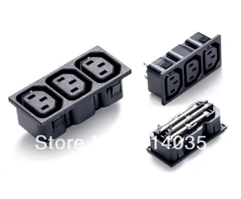 

20pcs/lot JHD-103 IEC 320 C13 Triple Electrical Socket IEC320 C13 three position black Industrial socket plug