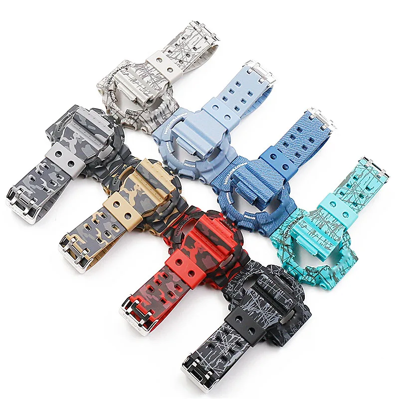 Ceny Pasek z żywicy kamuflażowej akcesoria do zegarków męskich ze sprzączką etui na pasek do Casio CASIO G SHOCK GD120GD100GA110GA100 męskie paski do zegarków
