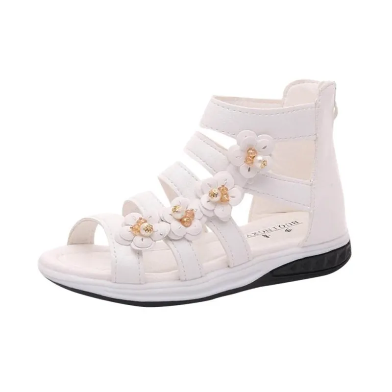 ARLONEET Fashion Baby Roman Sandals Summer Girls Zipper Flower Sandals Boot Princess Shoes 4 to 9 Years Drop Shipping 30S525
