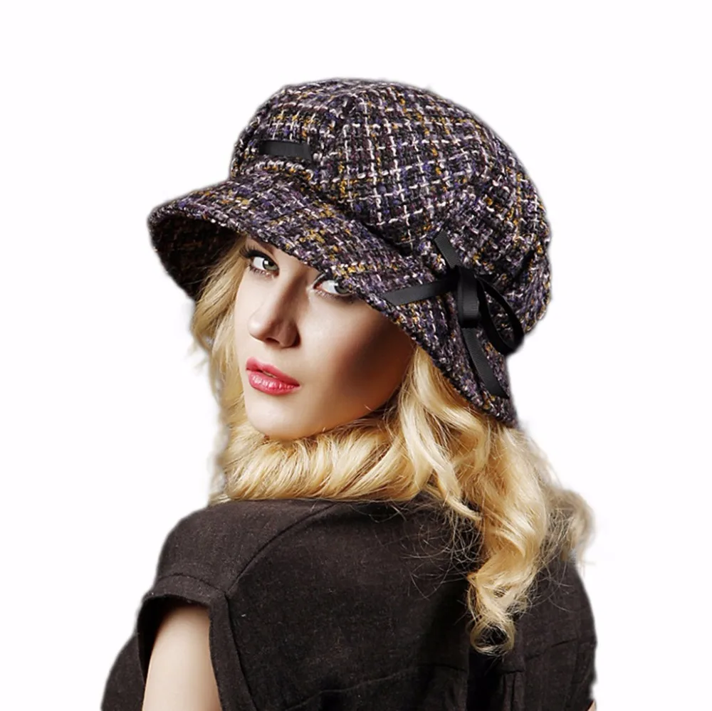 

Fashion Fall Winter Women's Fedora For Woman Lady Wool bucket hat Retro Warm Fedora with Grosgrain Bow