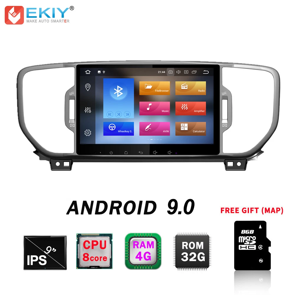 

EKIY IPS Octa Android 9.0 Core Auto Multimedia Player 2 Din Car Radio DVD Audio For KIA Sportage 2016 2017 2018 KX5 Wifi 4G 32G