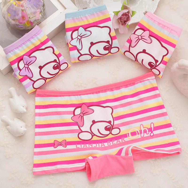 

4 pcs/lot girl boxer pure Cartoon Modal material underwear pants The children's underwear girl's Comfortable pinkycolor 7018
