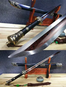 

High Quality Copper Fittings Hand Forging Folded Red Damascus Steel Blade Sharp KungFu Broadsword Sword Katana Tang Dao