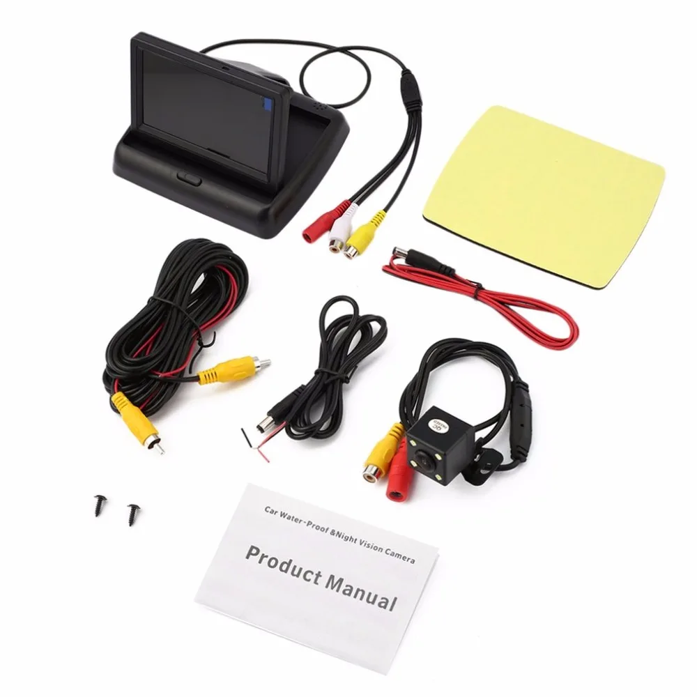 

New LED Monitor Reversing Assistance Kit with Folding Display+Rear View Butterfly Camera Waterproof Car Backup Parking System