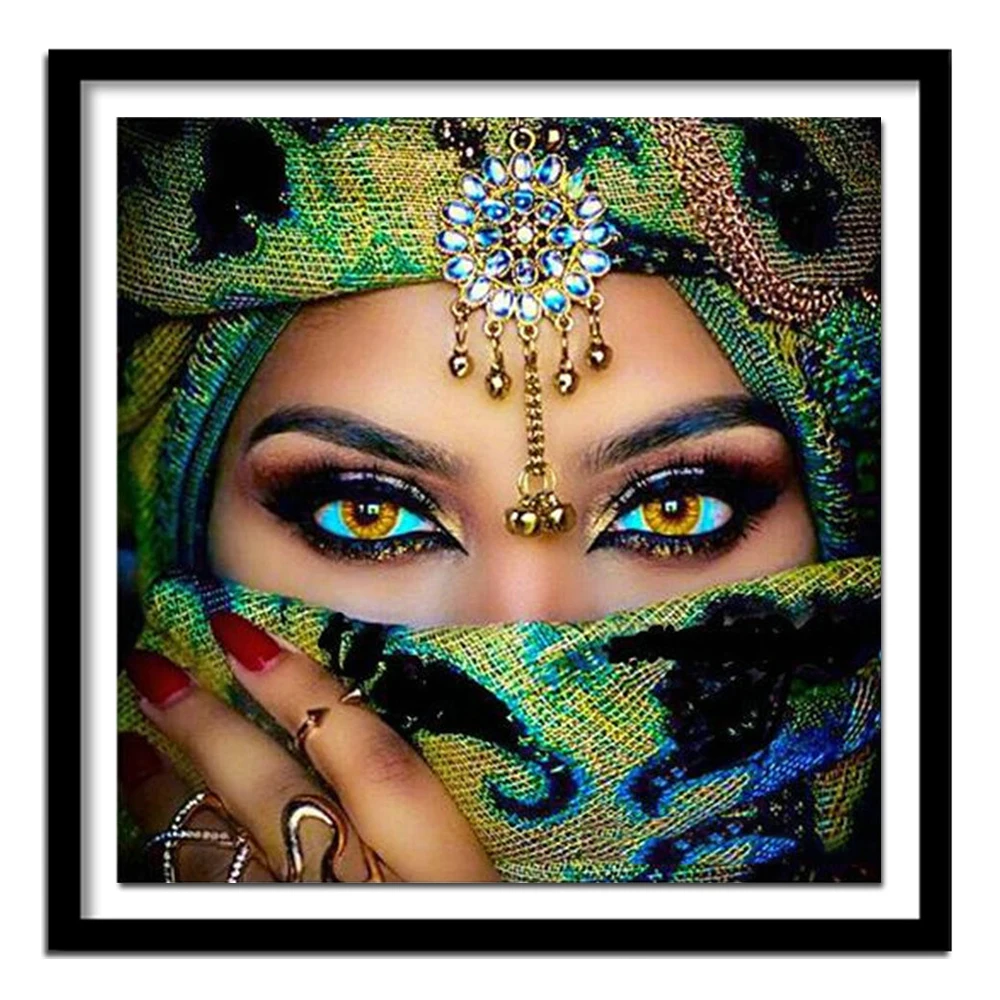 100% Full 5D Diy Daimond Painting Cross-stitch &quotMysterious Veiled Woman&quot 3D Diamond Round Rhinestones Paintings Embroider | Дом и сад