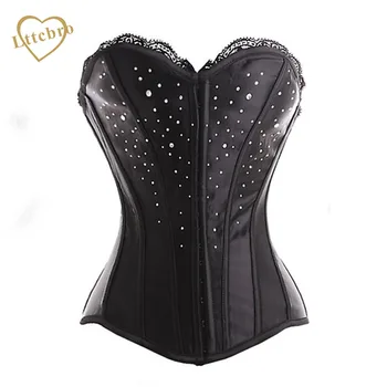

Elegant Diamante Overbust Corset Top with Lace Trim