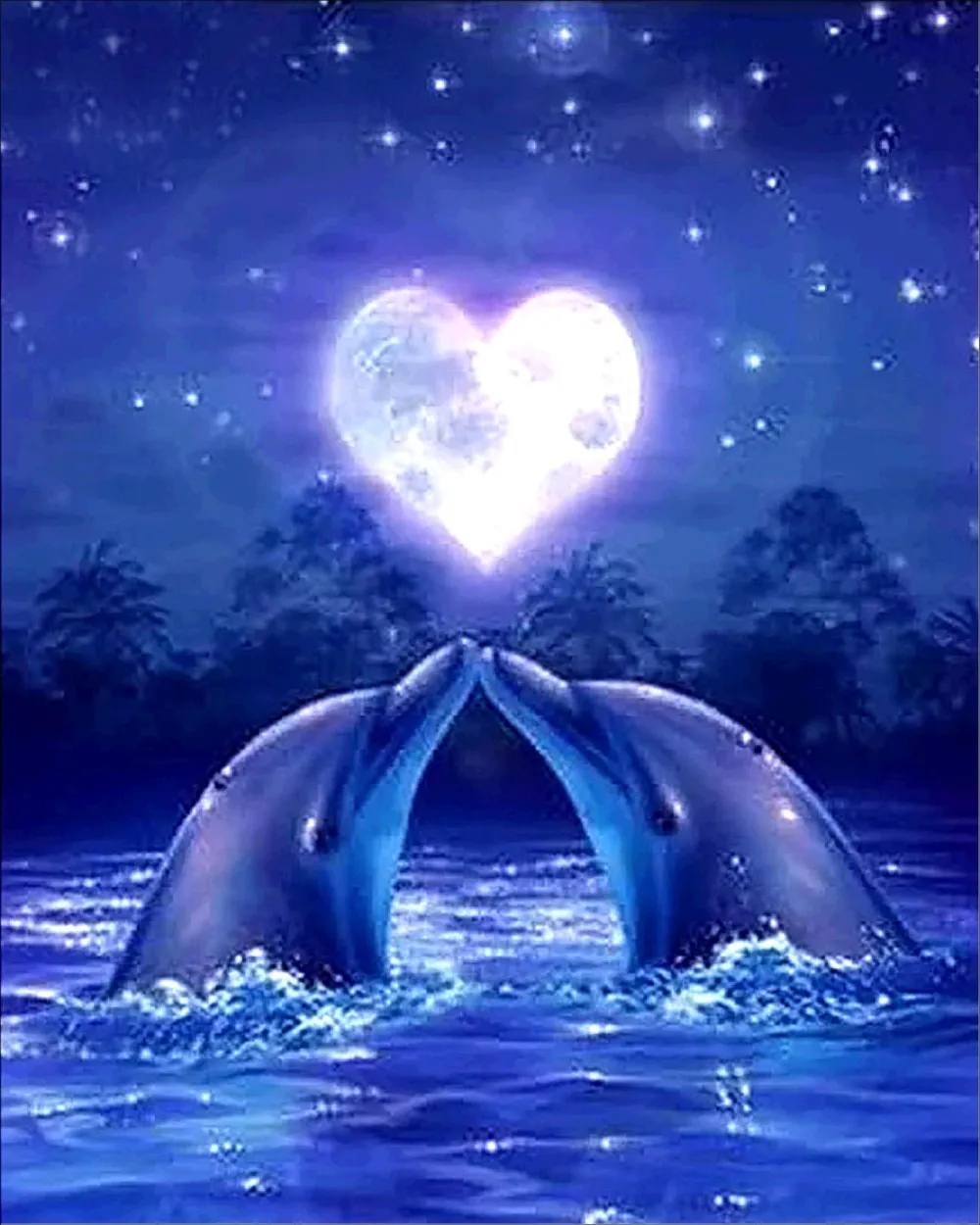 

DIY 5D Round Diamond Painting Romantic Dolphin Diamond Picture European Style Home Decoration Paintings Gift For Lover Friends
